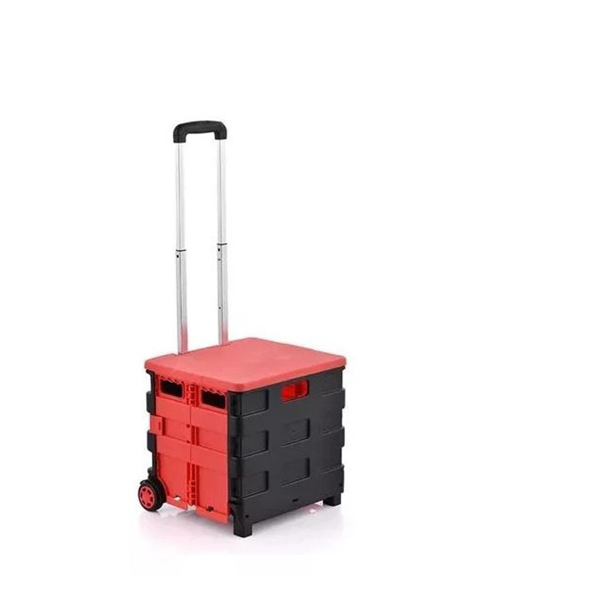 GENERICO - CARRITO DE COMPRAS PLEGABLE MULTIUSO ROJO