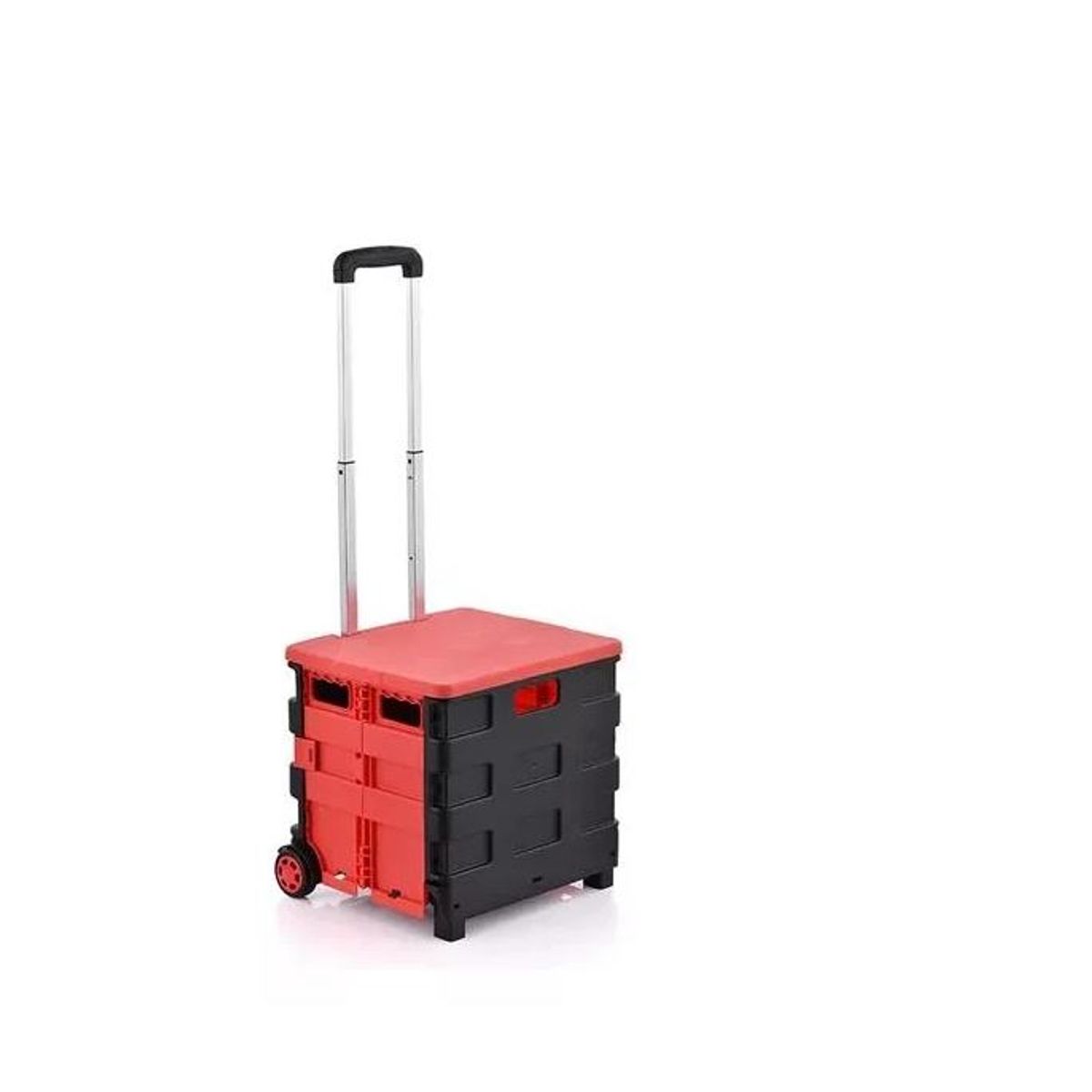 GENERICO - CARRITO DE COMPRAS PLEGABLE MULTIUSO ROJO