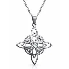 TODOJOYAS - Collar Nudo de Bruja Cuatro Triquetas Acero Plateado