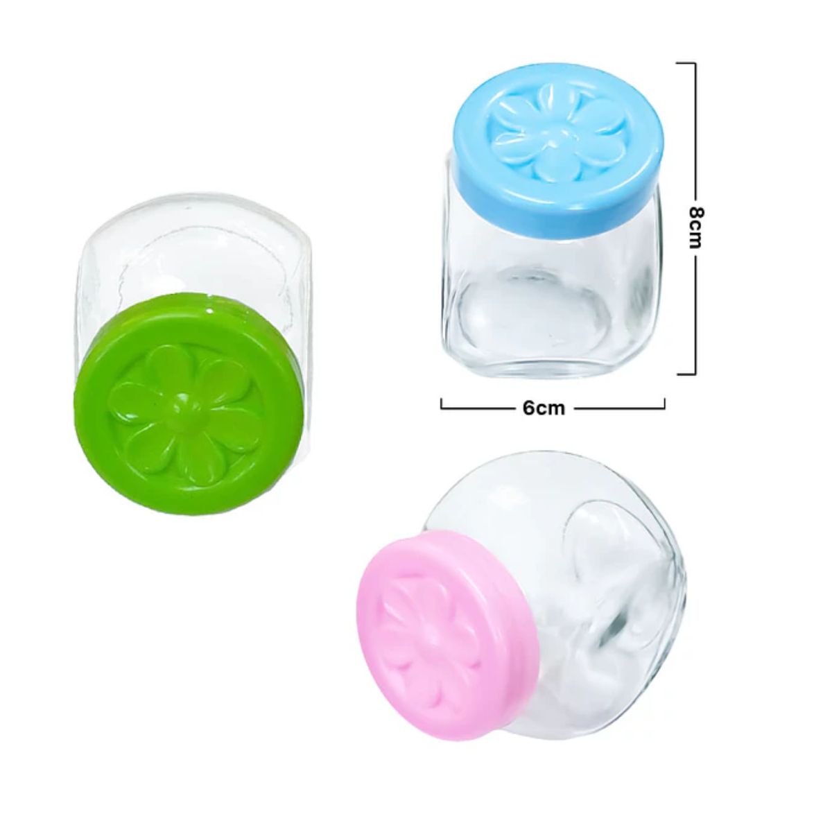 GENERICO - Set 4 Especieros De Vidrio Con Tapa Colores Cocina Condimentos Hermeticos Practicos