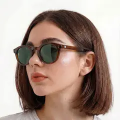 NOVY - Gafas Lentes De Sol Retro Redondas Carey Polarizadas Unisex