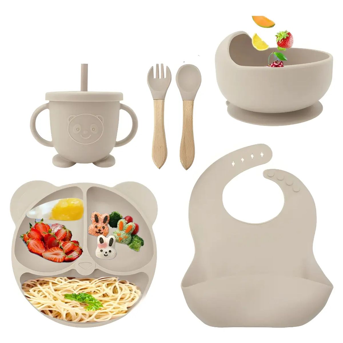 GENERICO - 6 Pcs De Vajilla De Silicona Para Bebés Y Niños Libre De Bpa