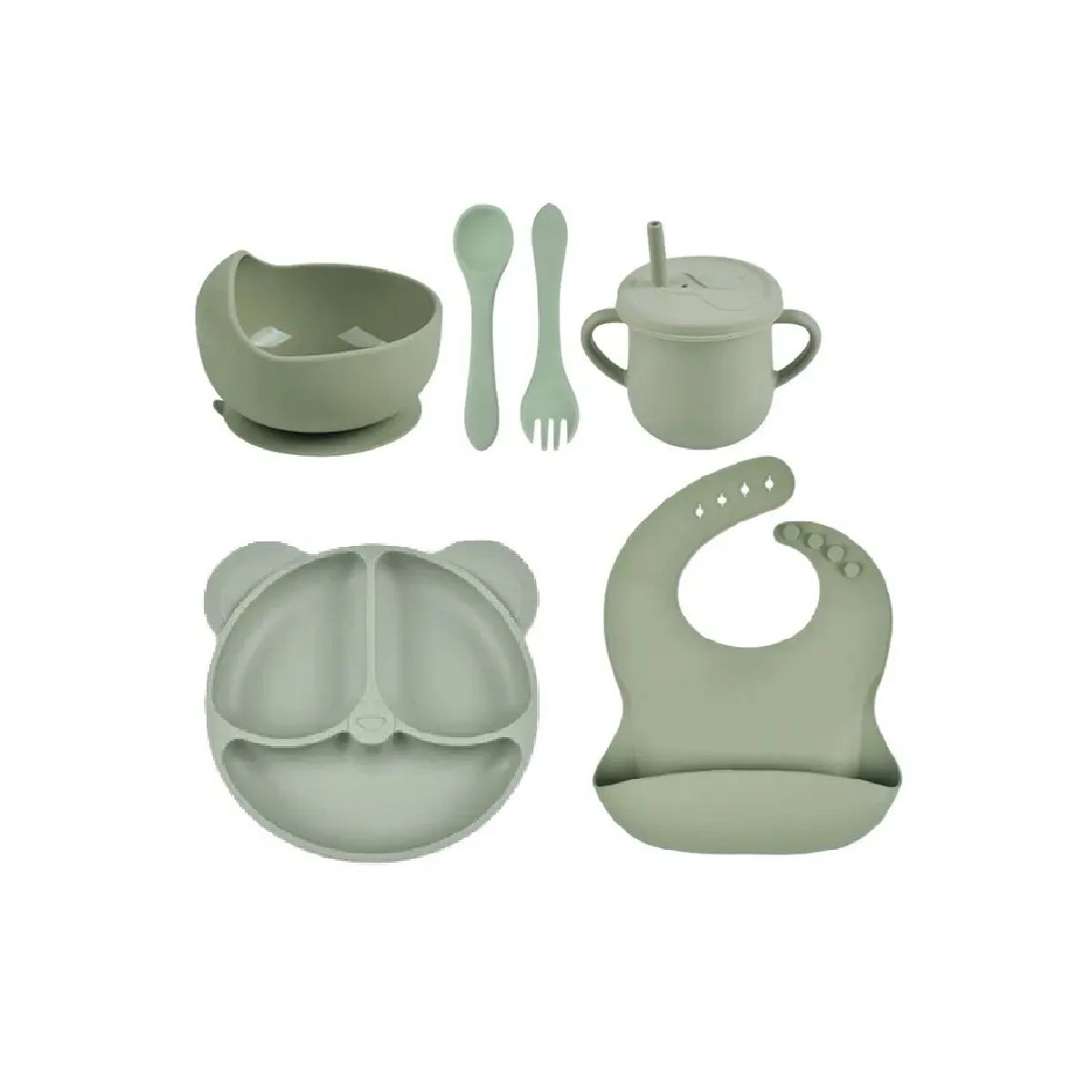 GENERICO - Set Platos Bebe Juego De Cubiertos De Silicona Bebe 6pcs