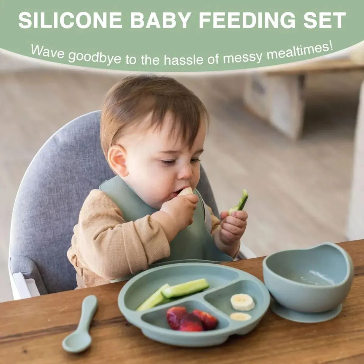 GENERICO - Set Platos Bebe Juego De Cubiertos De Silicona Bebe 6pcs