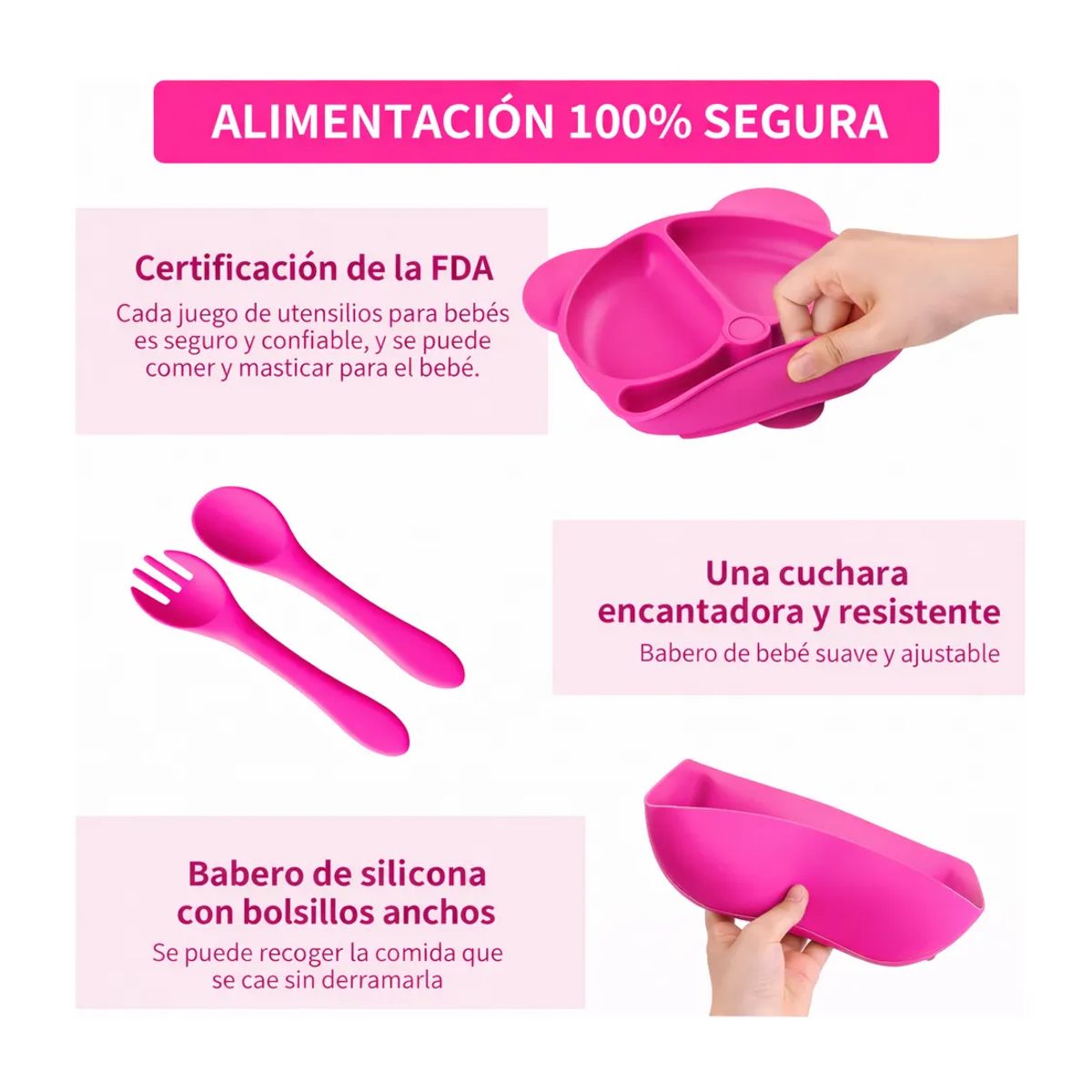 GENERICO - Set Platos Bebe Juego De Cubiertos De Silicona Bebe 6pcs