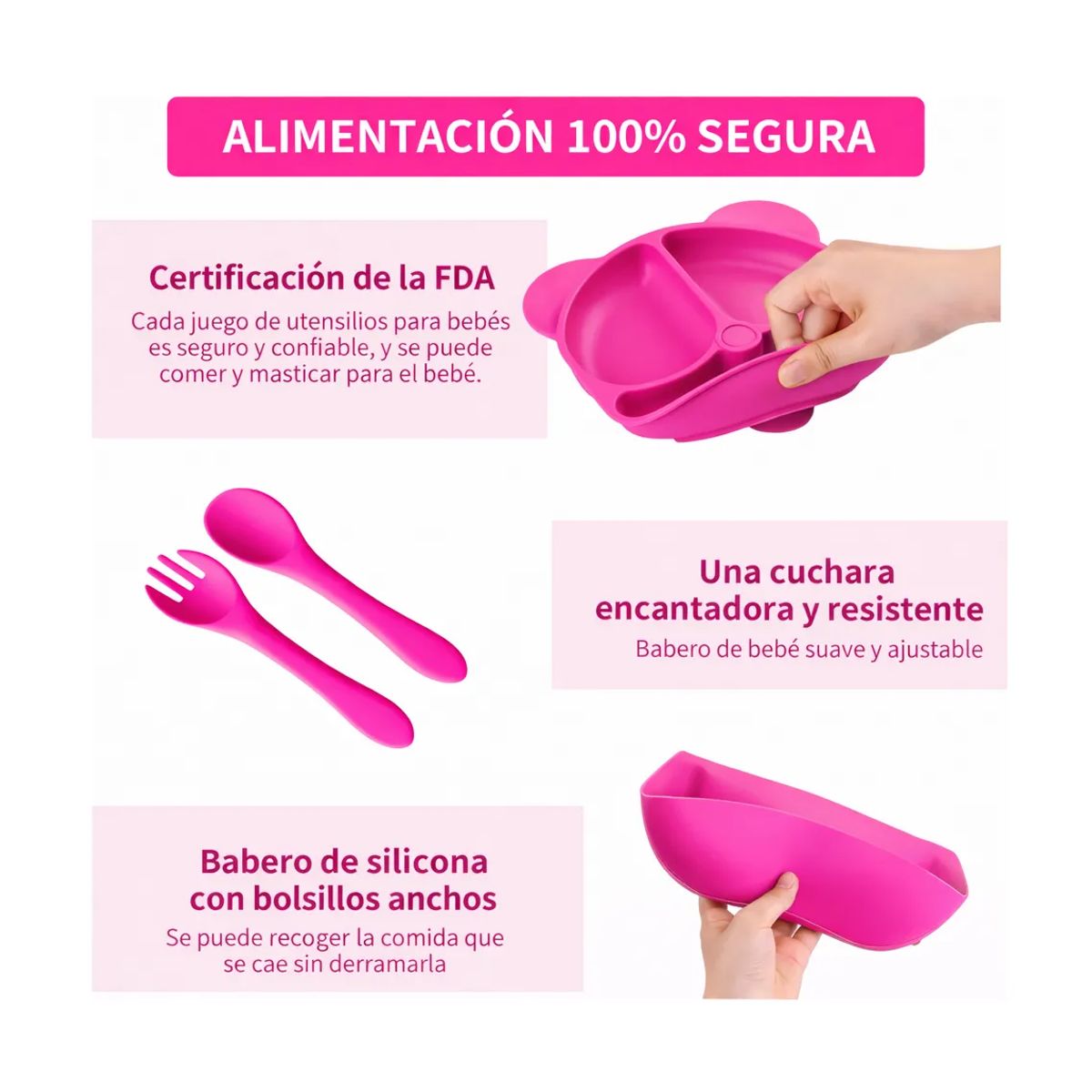 GENERICO - Set Platos Bebe Juego De Cubiertos De Silicona Bebe 6pcs