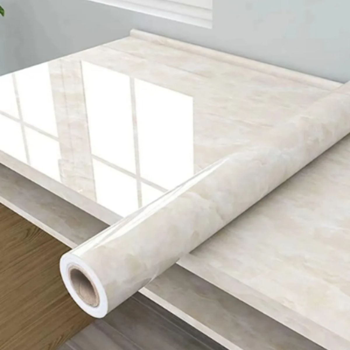 GENERICO - Papel Tapiz Adhesivo Mármol Impermeable 10 Metros Beige Beige