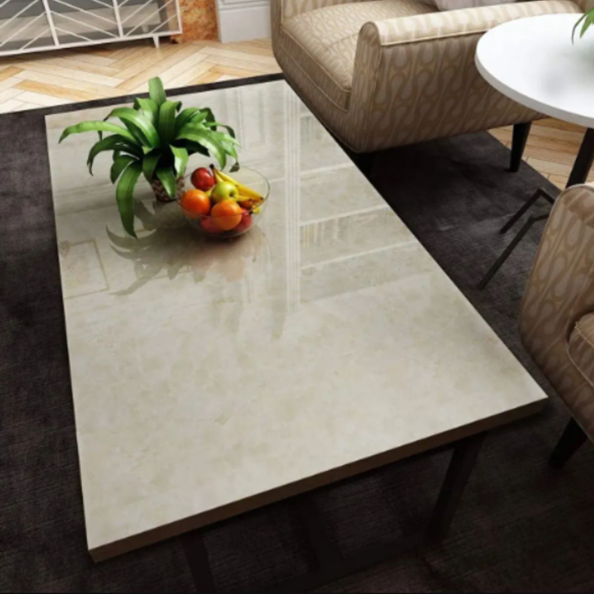 GENERICO - Papel Tapiz Adhesivo Mármol Impermeable 10 Metros Beige Beige