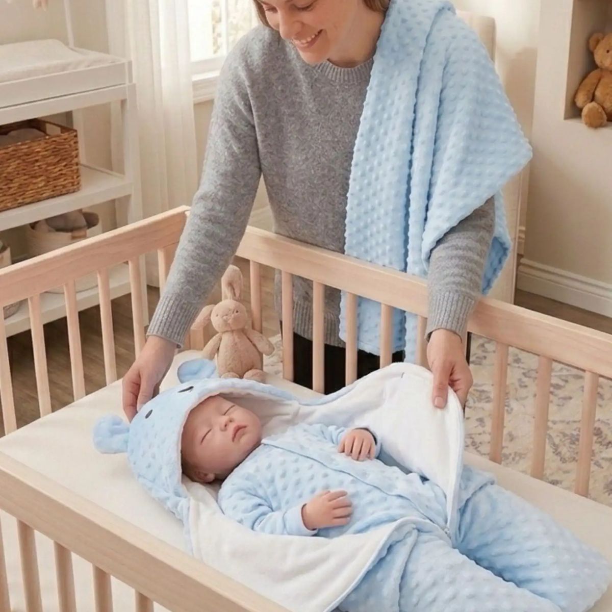 GENERICO - Saco de Dormir Térmico para Bebé Diseño Oso con Orejitas