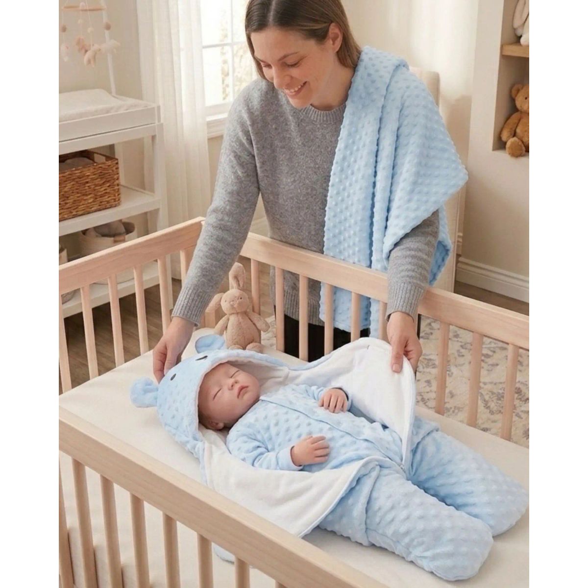 GENERICO - Saco de Dormir Térmico para Bebé Diseño Oso con Orejitas