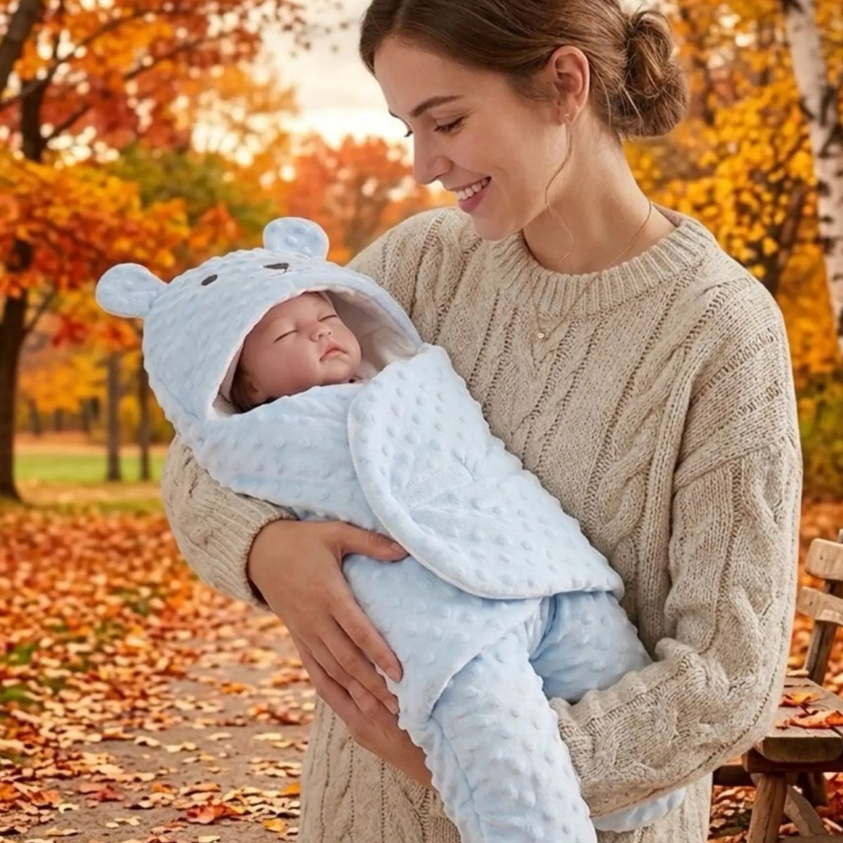 GENERICO - Saco de Dormir Térmico para Bebé Diseño Oso con Orejitas