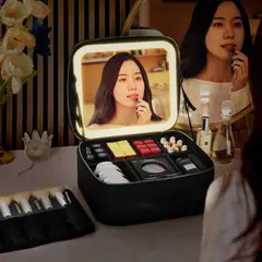 MOVI - Cosmetiquero Organizador con Espejo y Luz LED para Maquillaje