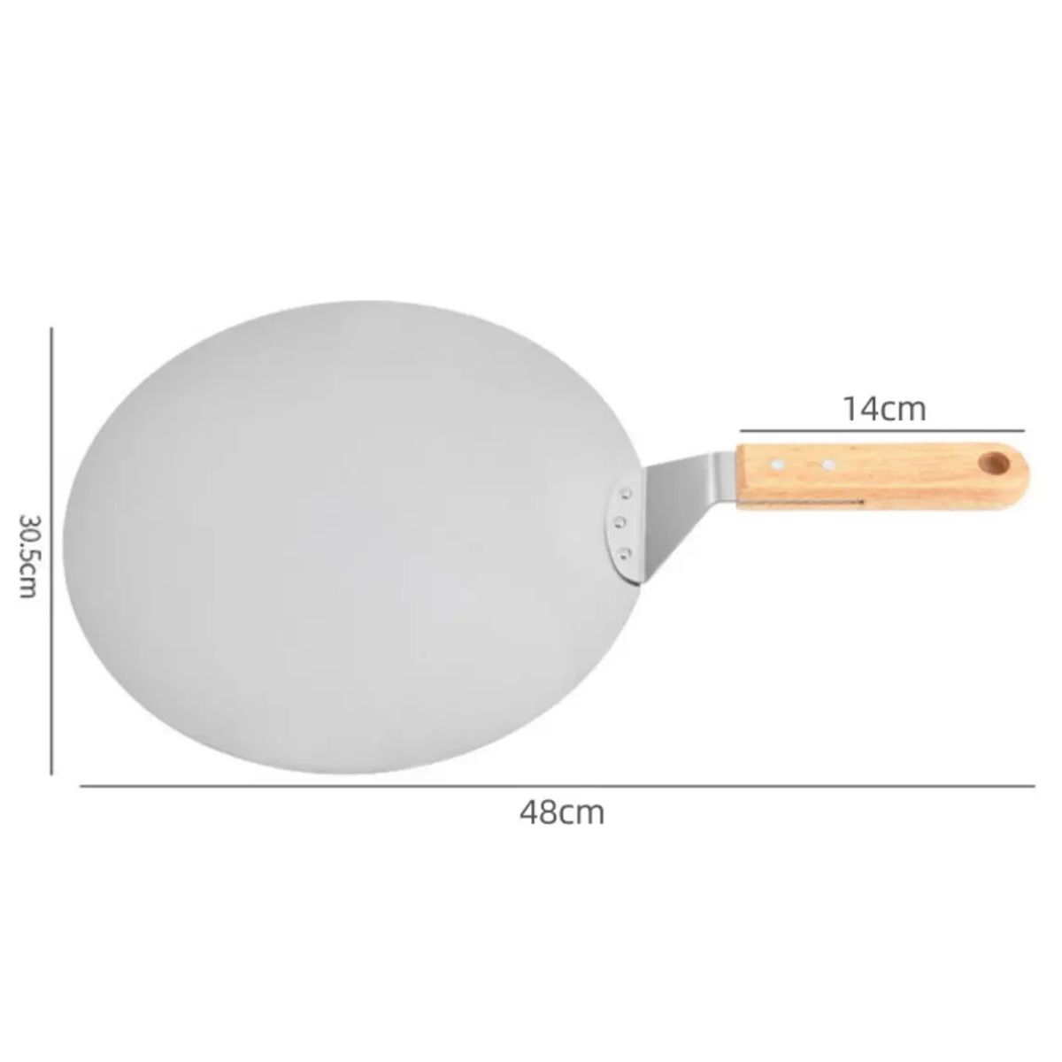 GENERICO - Pala De Pizza Redonda 30 Cm Acero Inox Con Mango De Madera