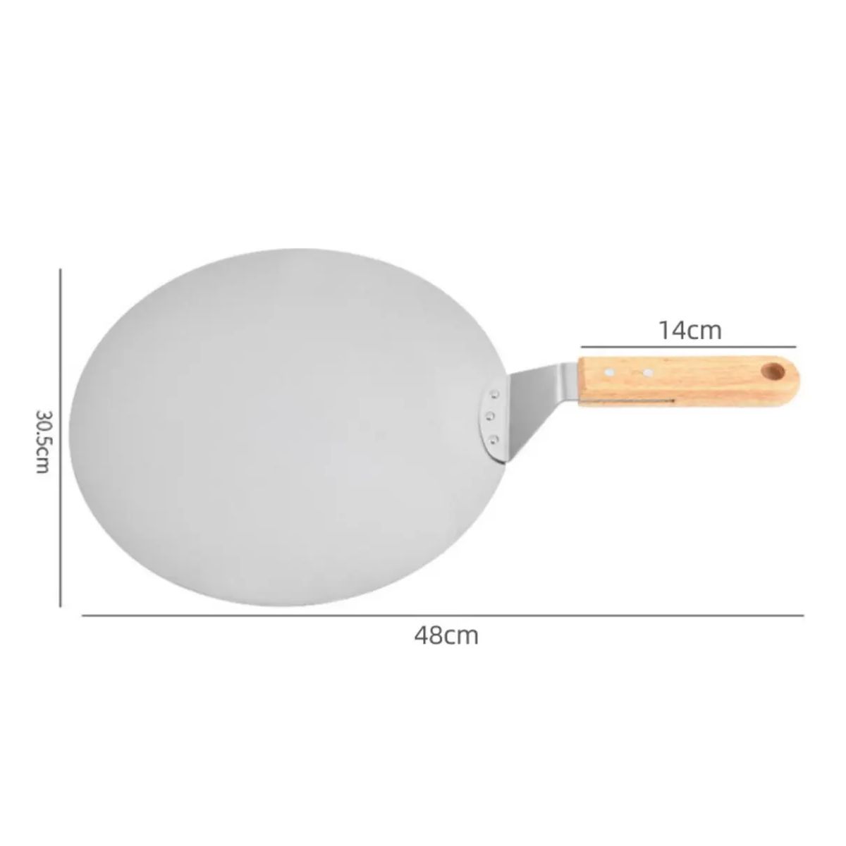 GENERICO - Pala De Pizza Redonda 30 Cm Acero Inox Con Mango De Madera