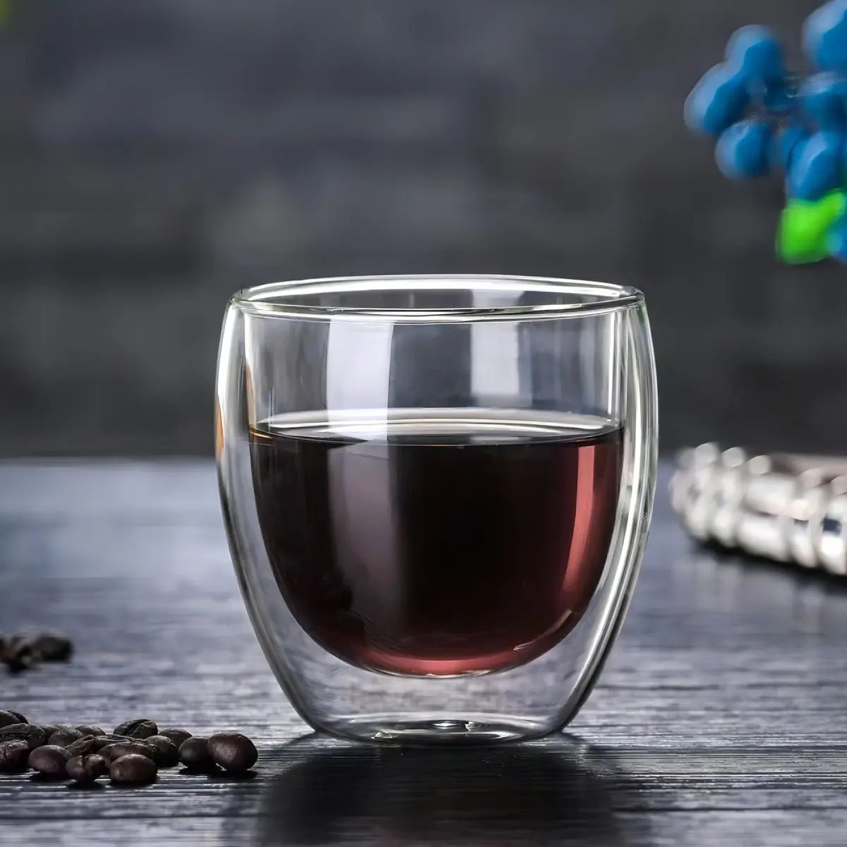 GENERICO - Juego 6 Tazas Vidrio Doble Pared 80ml para Café Espresso