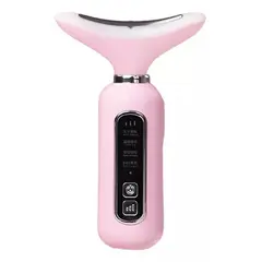 TIOZONEY - Aparato Rejuvenecedor Facial Y De Cuello Masajes Vibración Color Rosa claro