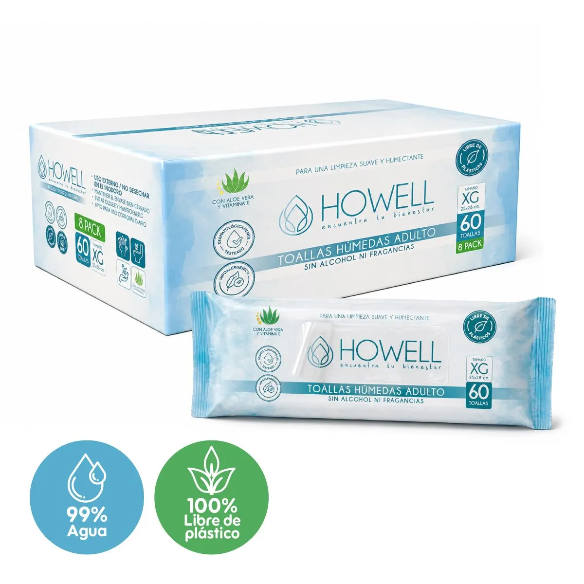 HOWELL - Toallas Humedas Adultos Hipoalergenicas 480 Unidades Howell