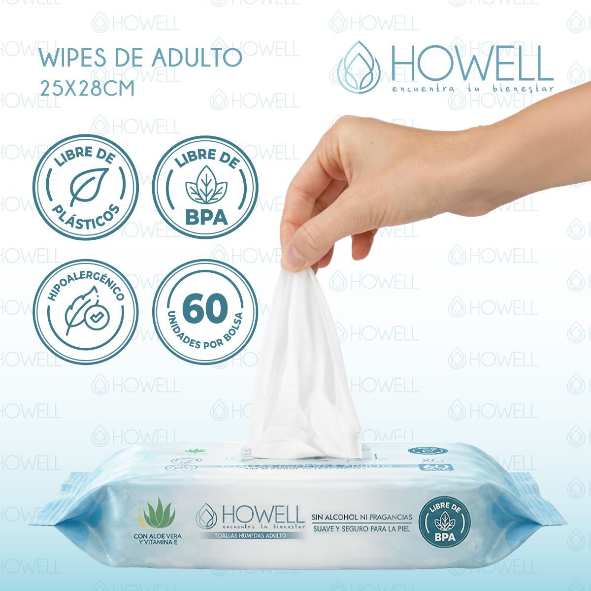 HOWELL - Toallas Humedas Adultos Hipoalergenicas 480 Unidades Howell