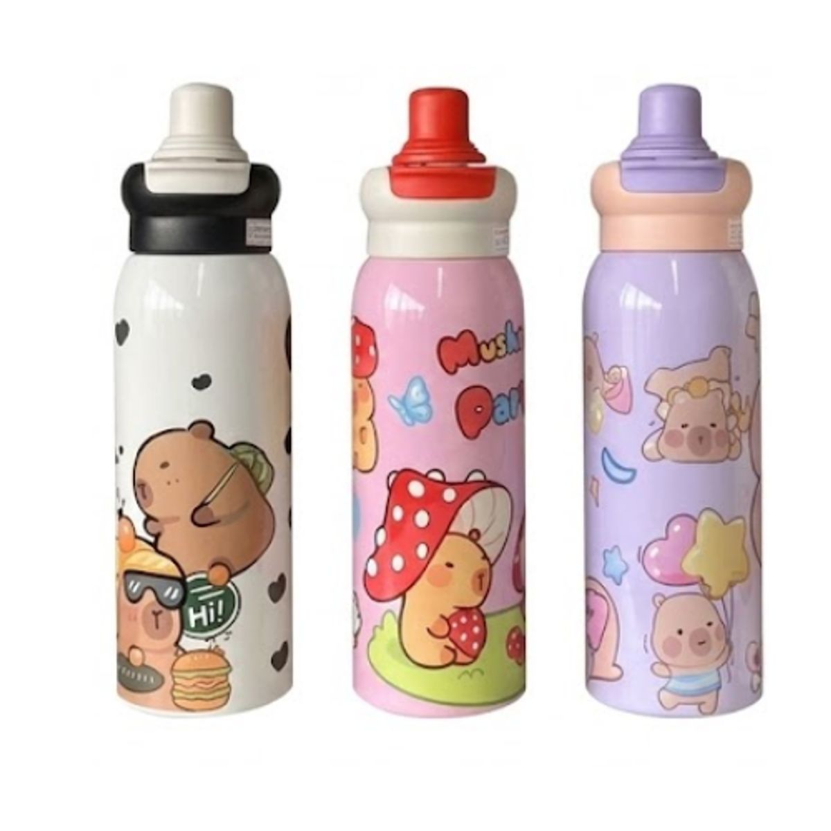 GENERICO - Botella Térmica Infantil Capibara Kawaii 650ml - Acero Inoxidable