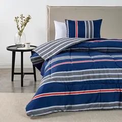 AMERICAN FAMILY - CUBRECAMA PLUMON ESTAMPADO MARINO BY CANNON 1.5 PLAZAS