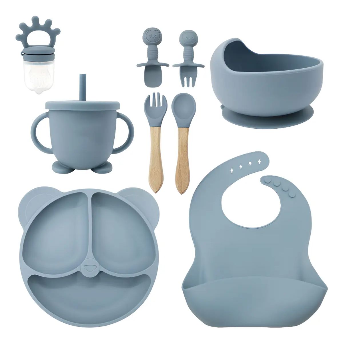 GENERICO - Set De Alimentación Silicona Dividida Con Ventosa Bebés 9pz