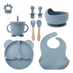 GENERICO - Set De Alimentación Silicona Dividida Con Ventosa Bebés 9pz