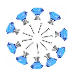 VIDA BUENAS - Tirador Cristal Forma Diamante Azul Para Cajón 10pcs