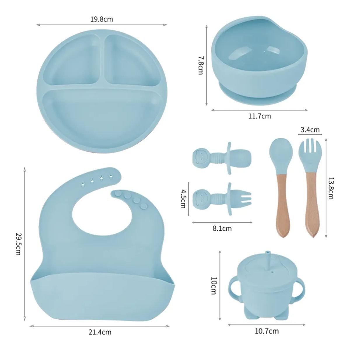 GENERICO - Set De Alimentación Silicona Dividida Con Ventosa Bebés 9pcs