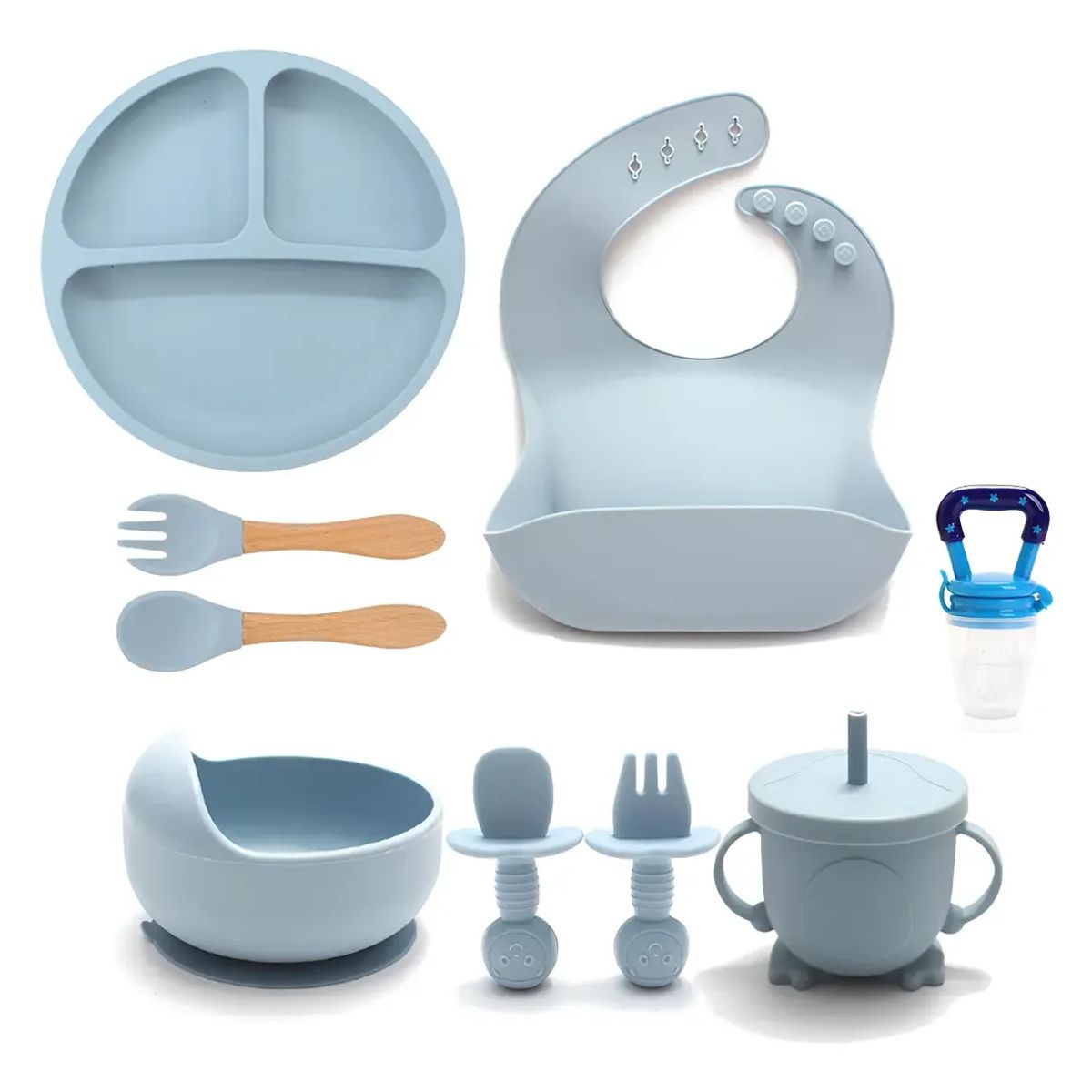 GENERICO - Set De Alimentación Silicona Dividida Con Ventosa Bebés 9pcs