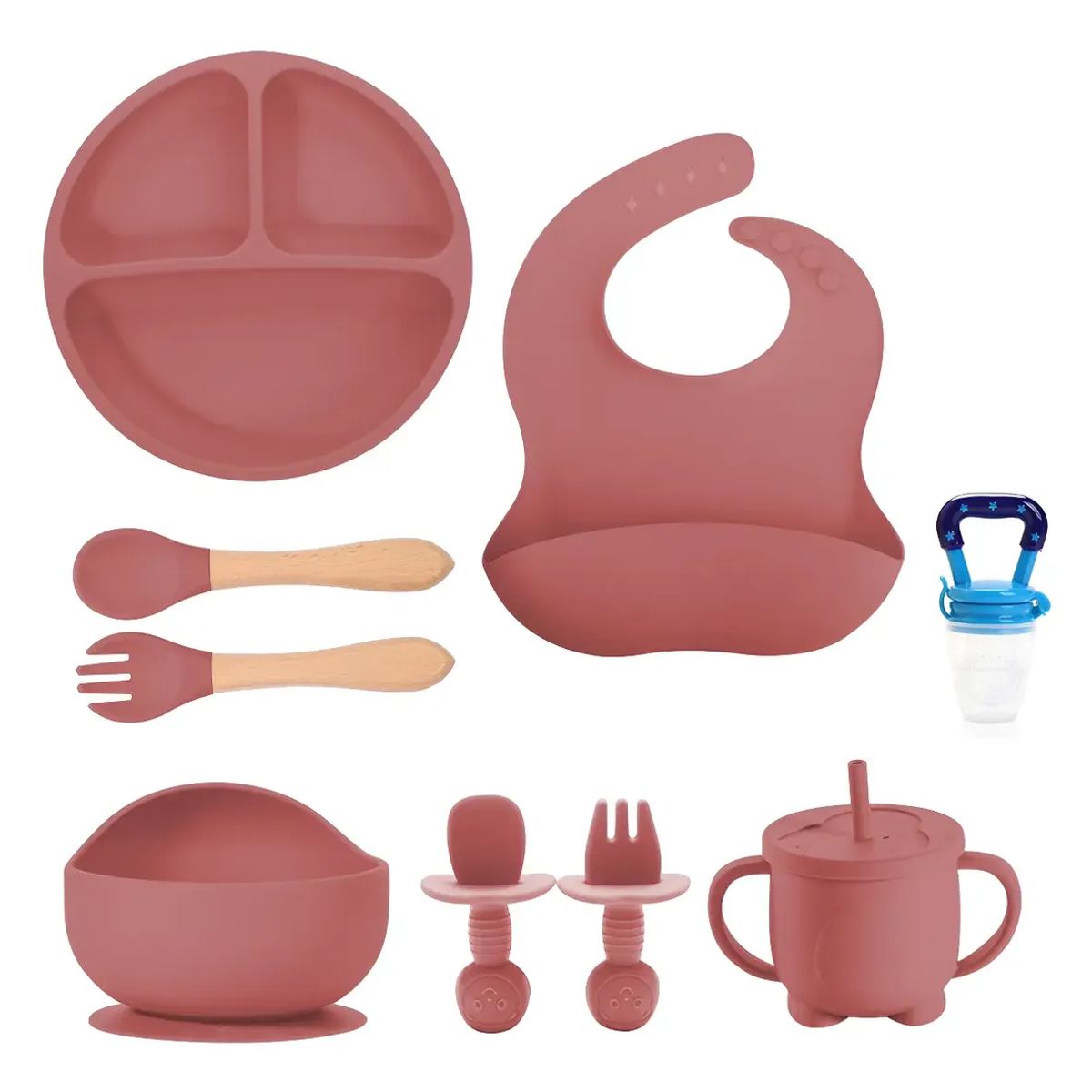 GENERICO - Set De Alimentación Silicona Dividida Con Ventosa Bebés 9pcs