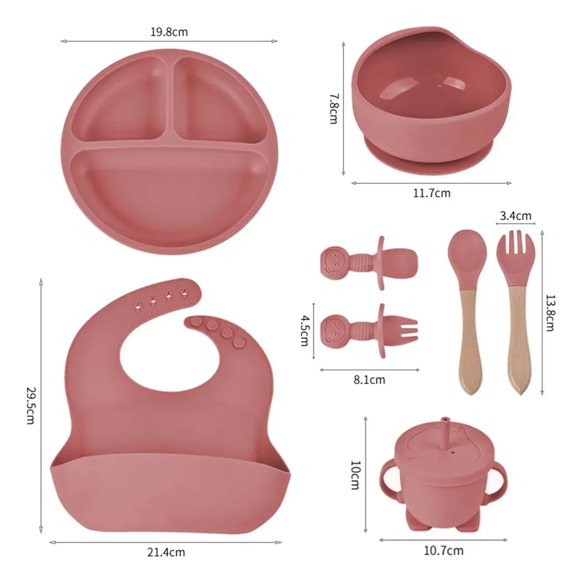 GENERICO - Set De Alimentación Silicona Dividida Con Ventosa Bebés 9pcs