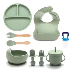 GENERICO - Set De Alimentación Silicona Dividida Con Ventosa Bebés 9pcs