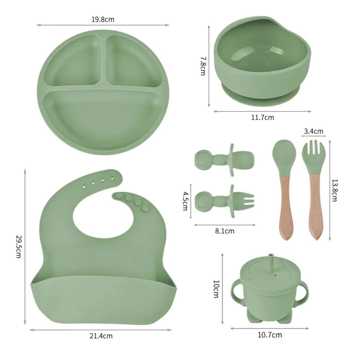 GENERICO - Set De Alimentación Silicona Dividida Con Ventosa Bebés 9pcs