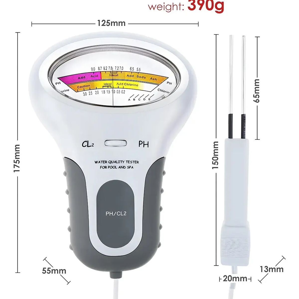 KUANGYE - Medidor De Cloro Y Ph Para Agua Con Probador Individual Cl2