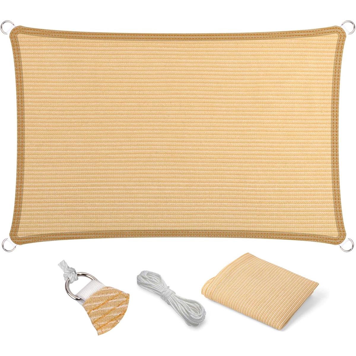 KUANGYE - Lona Toldo Vela Sombra 6mx5m Malla Hdpe Anti Uv Rectangular