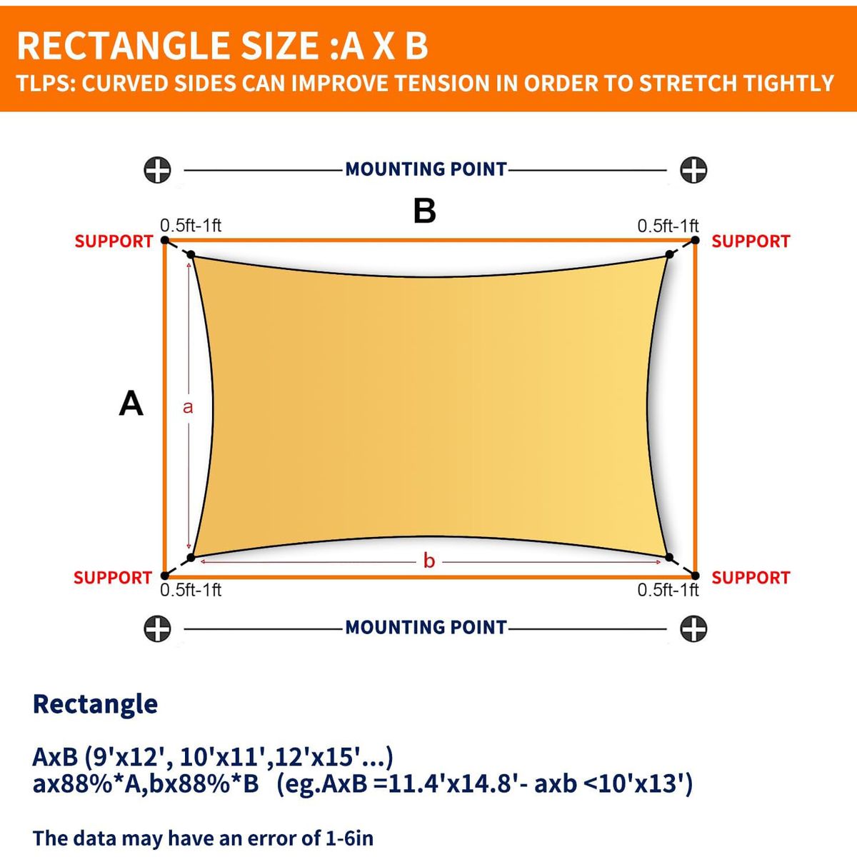 KUANGYE - Lona Toldo Vela Sombra 6mx5m Malla Hdpe Anti Uv Rectangular