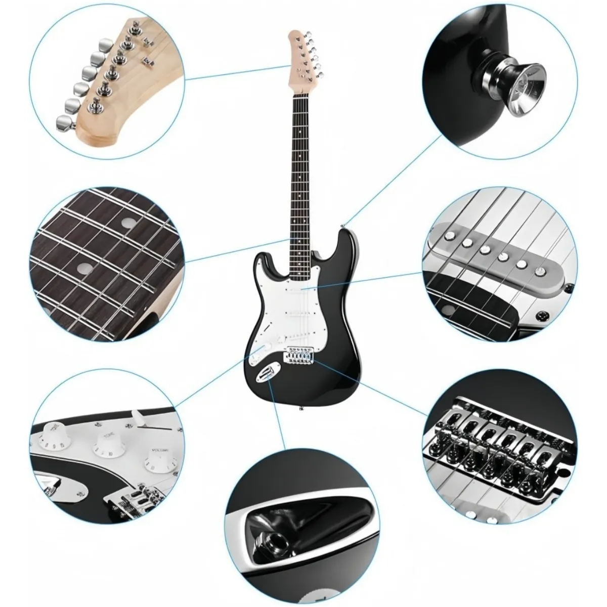 VIDA BUENAS - Pack Guitarra Eléctrica Negra Amplificador Vida Buenas