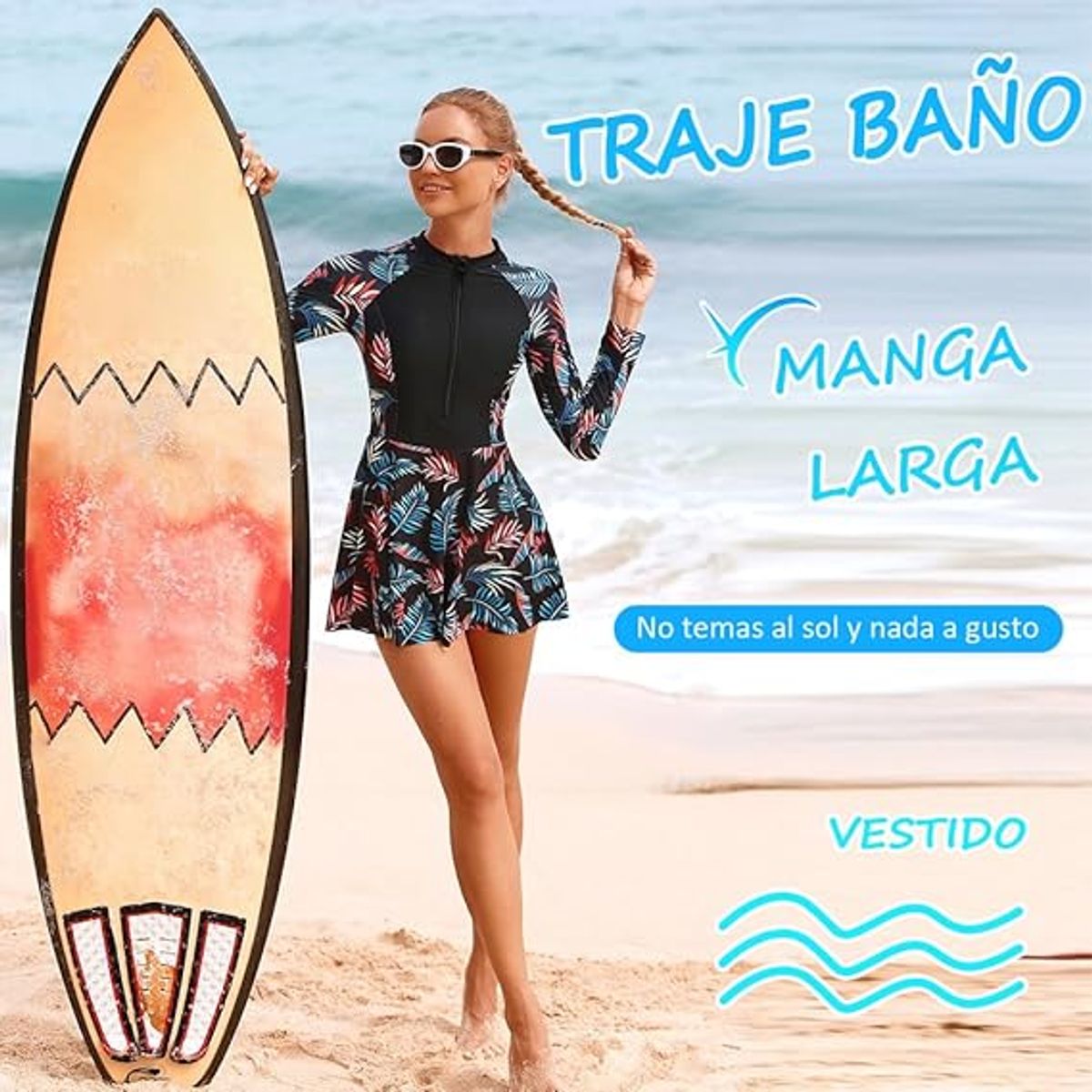 PUREPOWER - Trajes de Baño Manga Larga de Protección Solar UPF50 con Cremallera para Deportivo Mujer Surf Playa