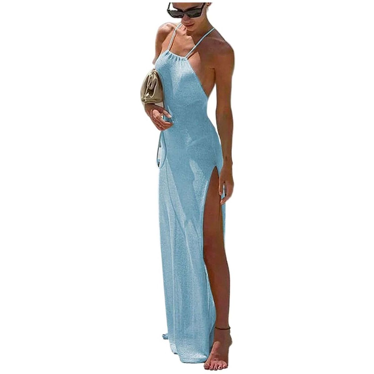 TIOZONEY - Vestido de playa para mujer - Azul