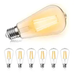 EVERSO - Pack X4 Ampolleta E27 Vintage Led A60 Filamento 6w 2700k