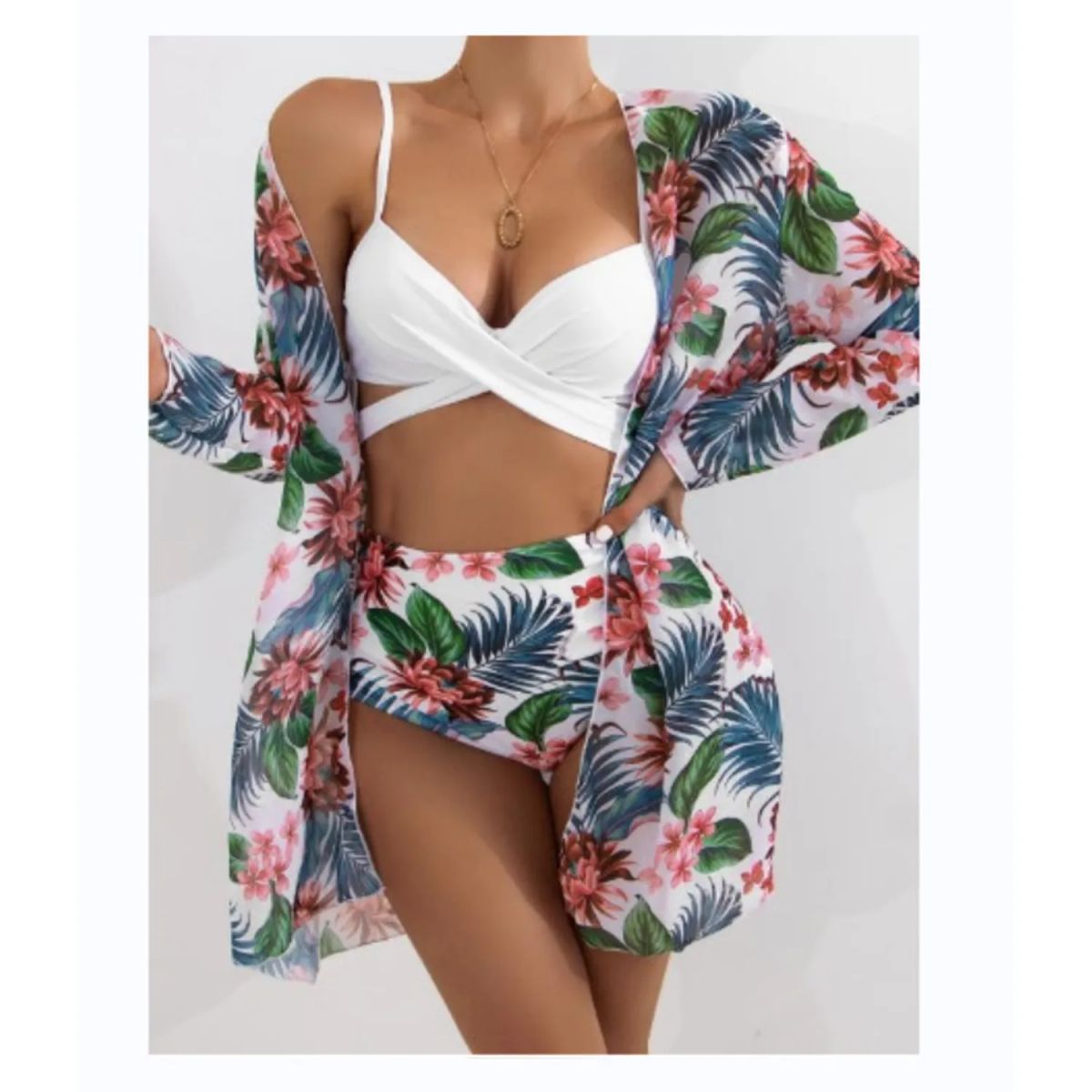 TIOZONEY - Conjunto bikini mujer con Tunica