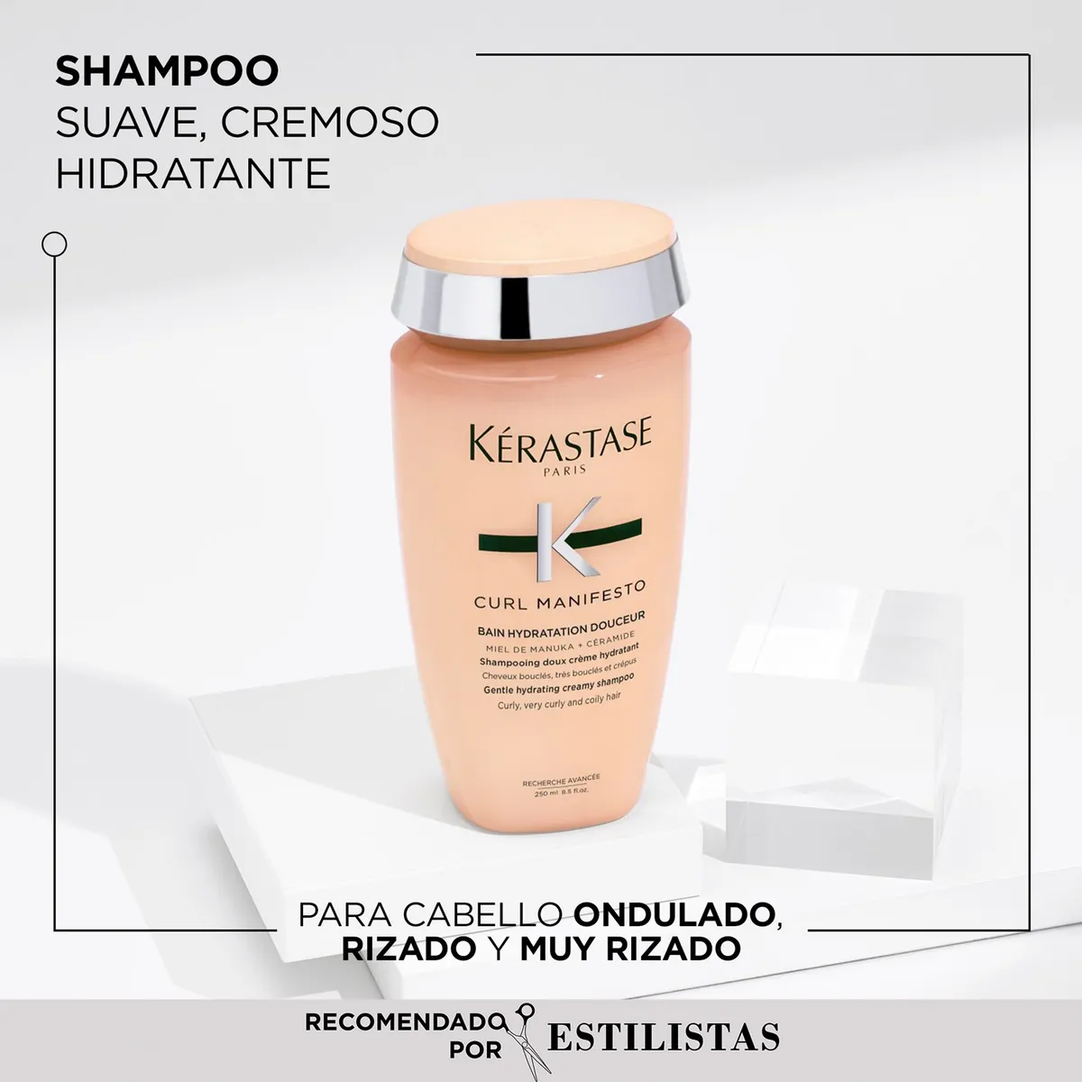 KERASTASE - Shampoo Hidratante Cabello Rizado Bain Hydratation Douceur Curl Manifesto 250ml Kerastase