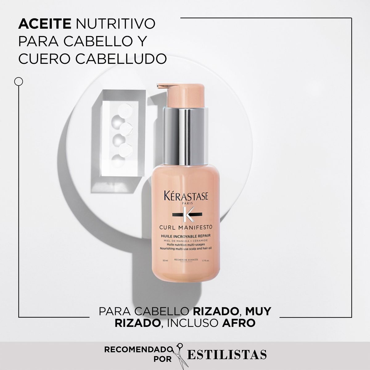 KERASTASE - Aceite Nutrición Cabello Rizado Huile Sublime Repair Curl Manifesto 50ml Kerastase