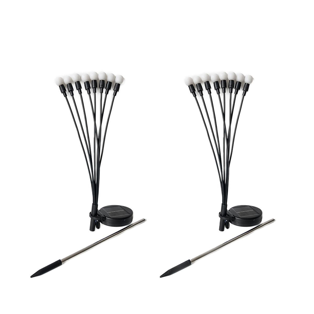 GENERICO - Lampara Solar Led Jardin Exterior Estaca 8 Luces Calida 2u