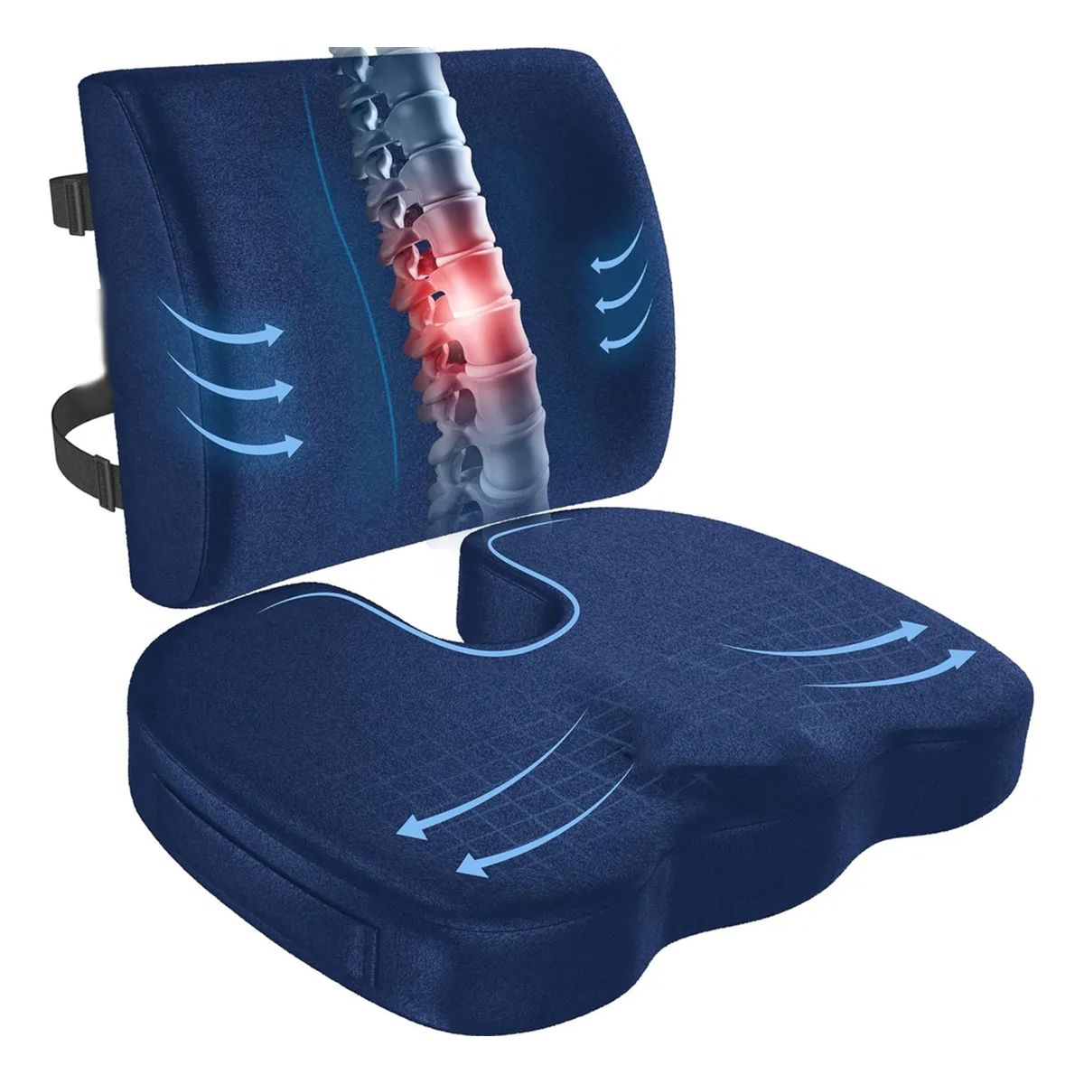 GENERICO - Cojín Ortopédico De Asiento Y Almohada De Apoyo Lumbar