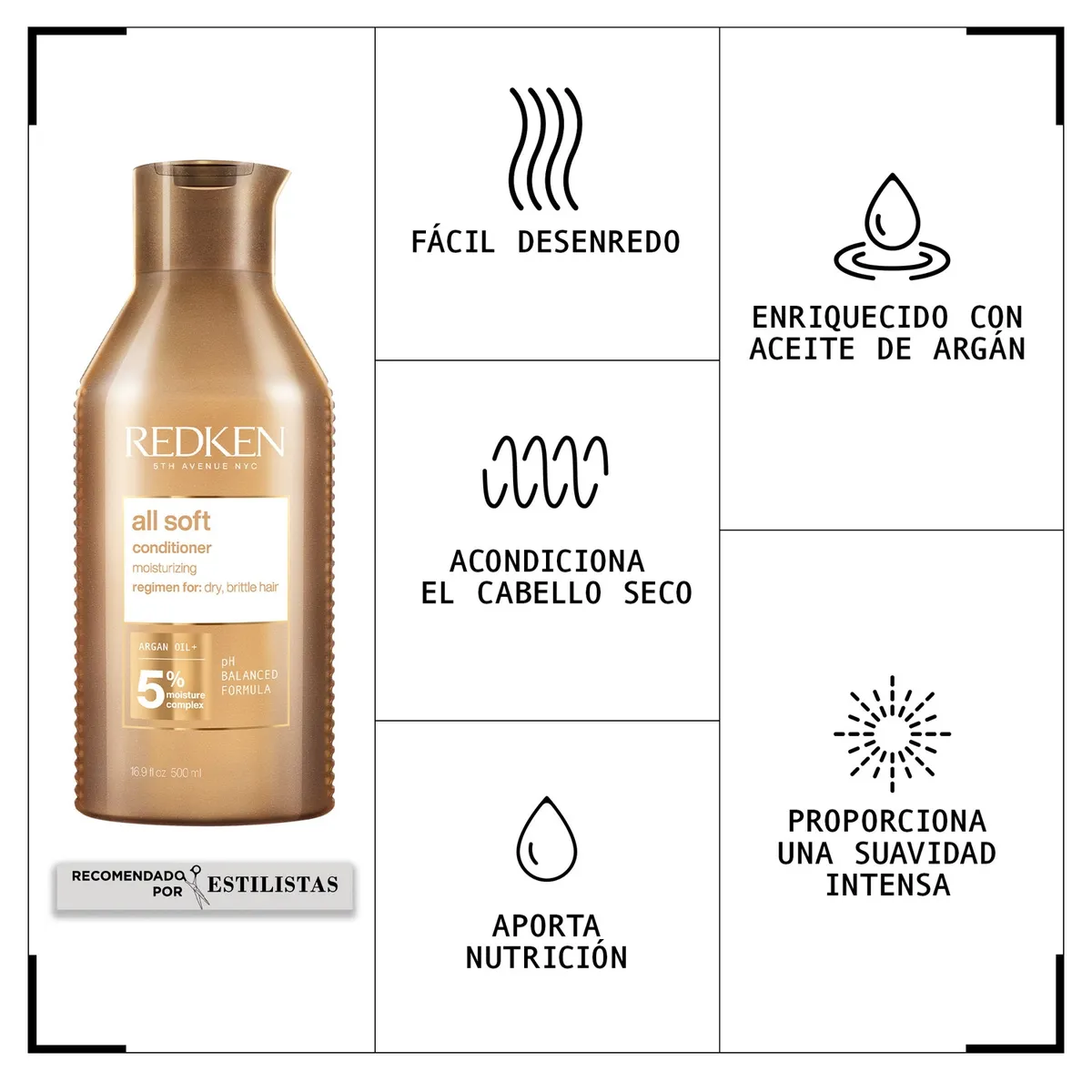 REDKEN - Acondicionador XL Hidratante Cabello Seco All Soft 500ml Redken