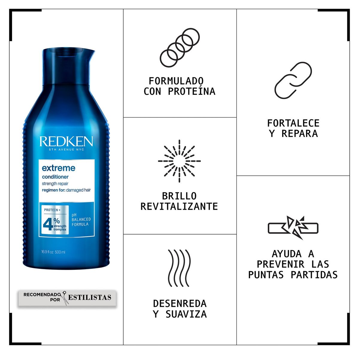 REDKEN - Acondicionador XL Reparación Cabello Dañado Extreme 500ml Redken