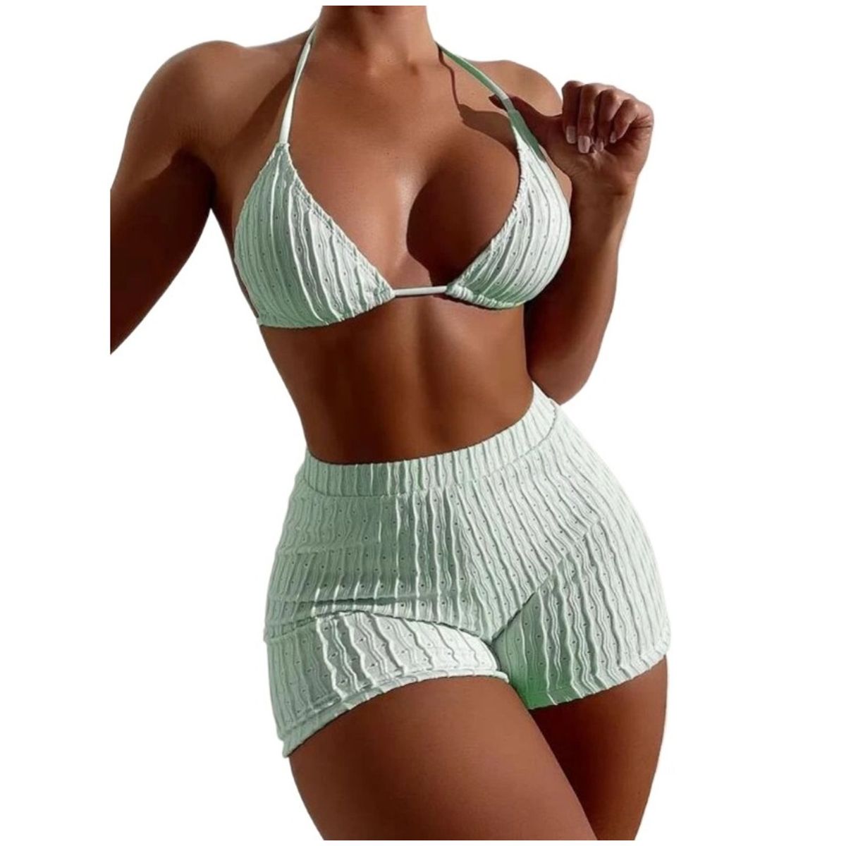 TIOZONEY - Bikini de dos piezas en color liso