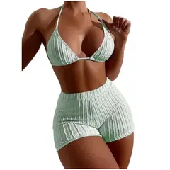 TIOZONEY - Bikini de dos piezas en color liso