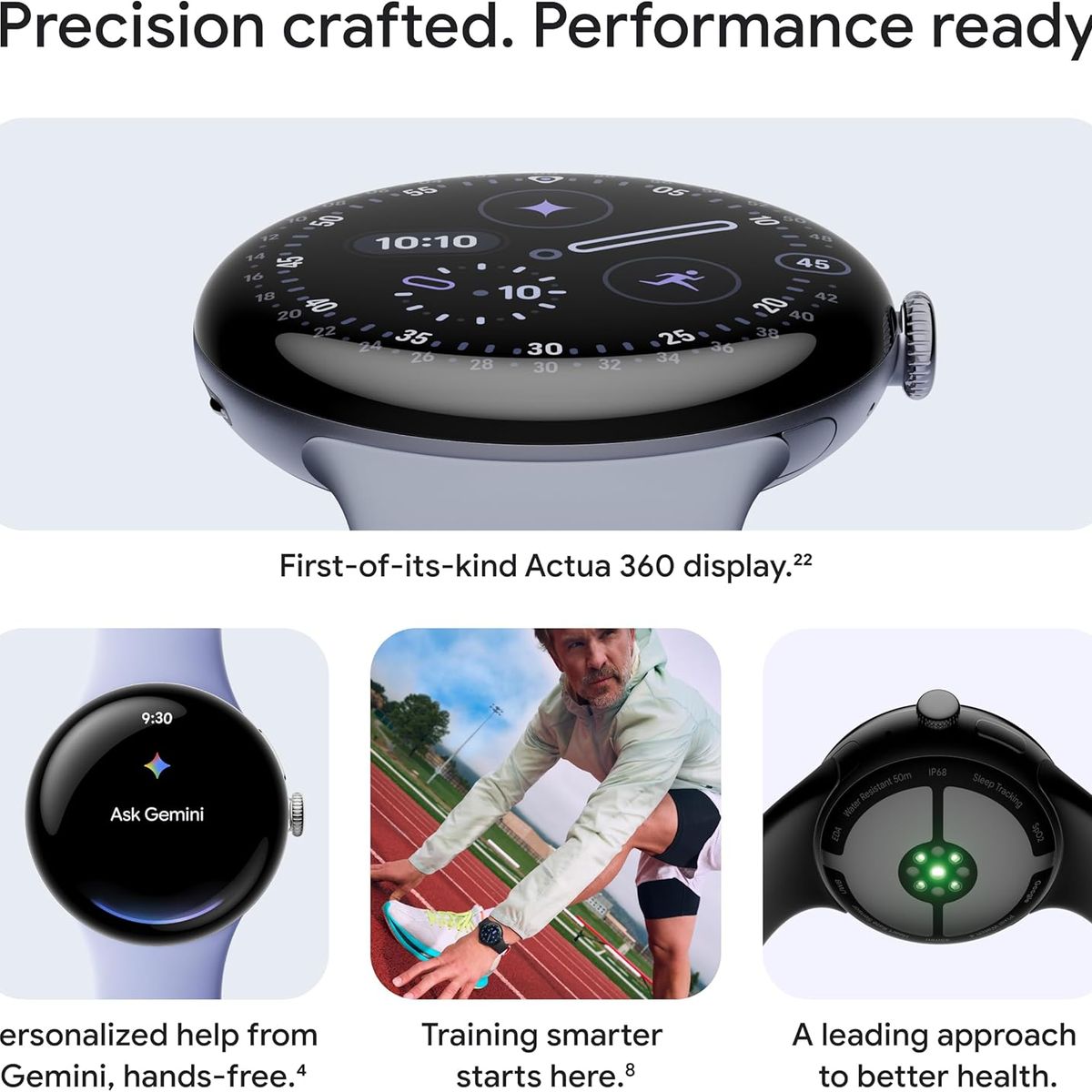 GOOGLE - Google Pixel Watch 4 (41mm) Bluetooth Smartwatch Polished Silver/Iris Active Band